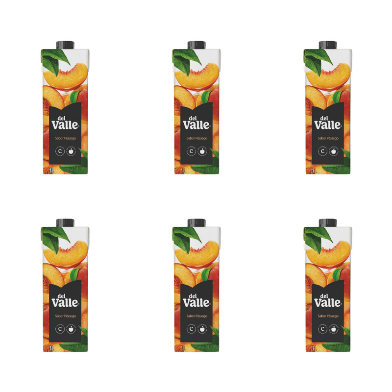 PACK 6 DEL VALLE NECTAR PESSEGO SEM AÇUCAR CARTONADO 1L