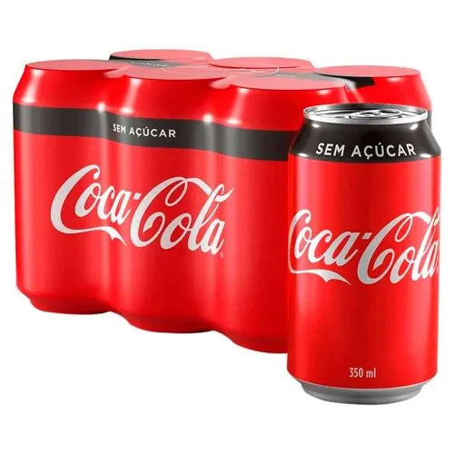 PACK 6 COCA-COLA SEM AÇUCAR LATA 350ML