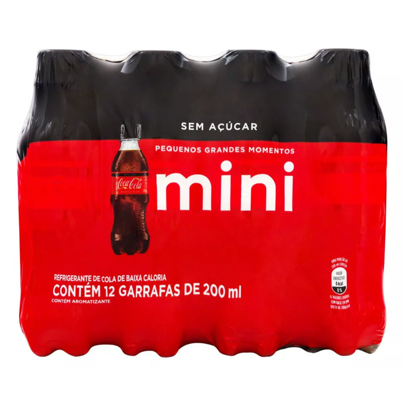 PACK 12 COCA-COLA SEM AÇUCAR GARRAFA 200ML